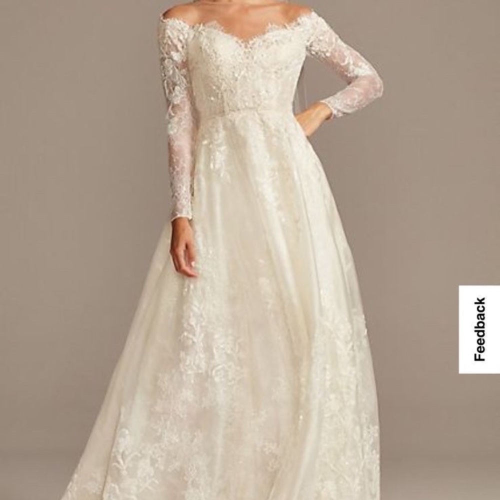 Shimmer Lace Long Sleeve Applique Wedding Dress